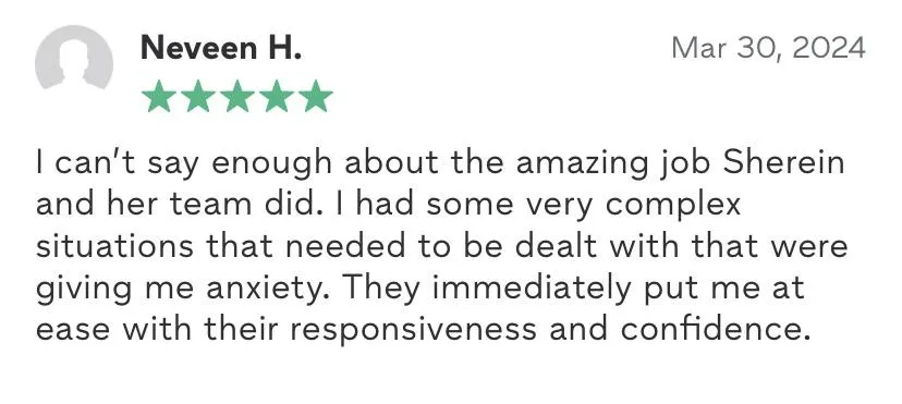 Client testimonial from Neveen H.